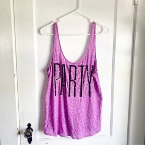 PINK Victoria’s Secret VS Party Sequin Graphic Lettering Purple Workout Tank L
